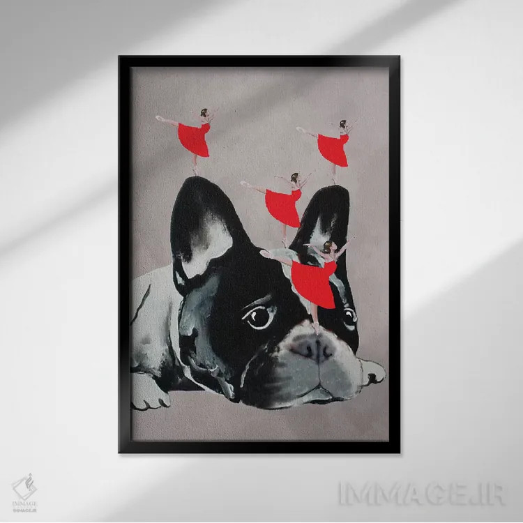 تابلو دکوراتیو بولداگ با رقصندگان اثر کوکو د پاریس - نمای قابدار مشکی