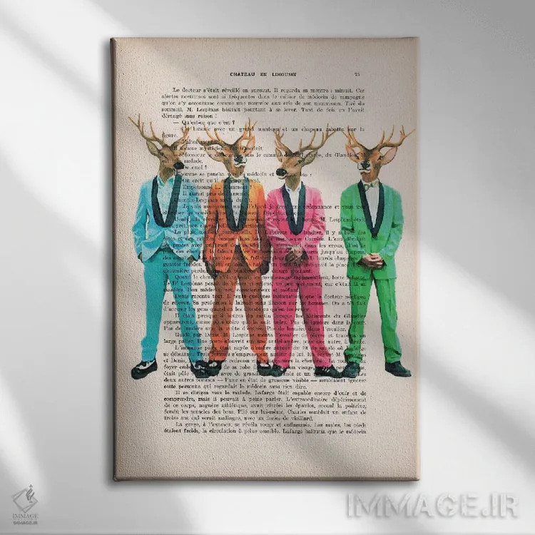 تابلو دکوراتیو گوزن راک اند رول اثر کوکو د پاریس - نمای روبهرو روی دیوار