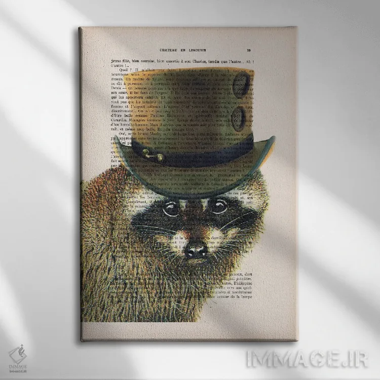 تابلو دکوراتیو راکون به سبک استیم پانک اثر کوکو د پاریس - نمای روبهرو روی دیوار