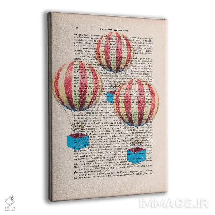 تابلو دکوراتیو سه بالون هوای گرم اثر کوکو د پاریس - نمای پرسپکتیو محصول