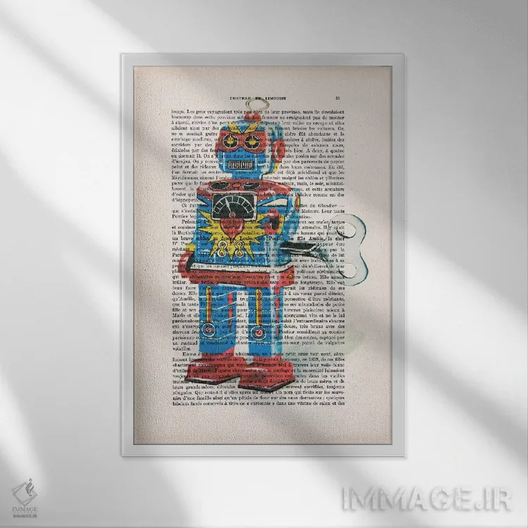 تابلو دکوراتیو ربات ۱ اثر کوکو د پاریس - نمای قابدار سفید