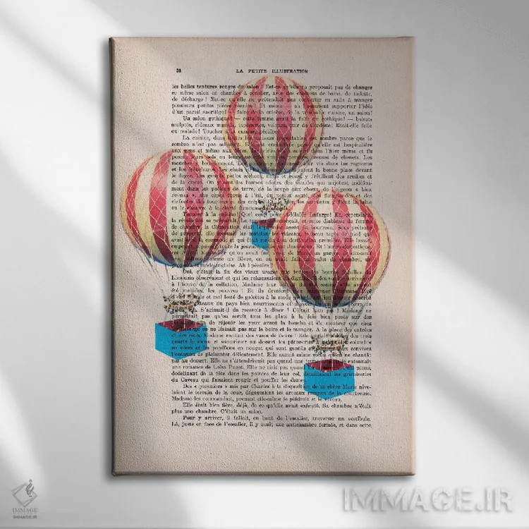 تابلو دکوراتیو سه بالون هوای گرم اثر کوکو د پاریس - نمای روبهرو روی دیوار