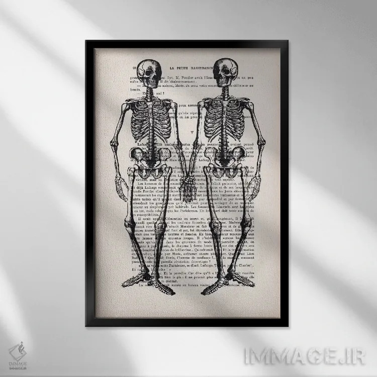 تابلو دکوراتیو دوستان اسکلت وار اثر کوکو د پاریس - نمای قابدار مشکی