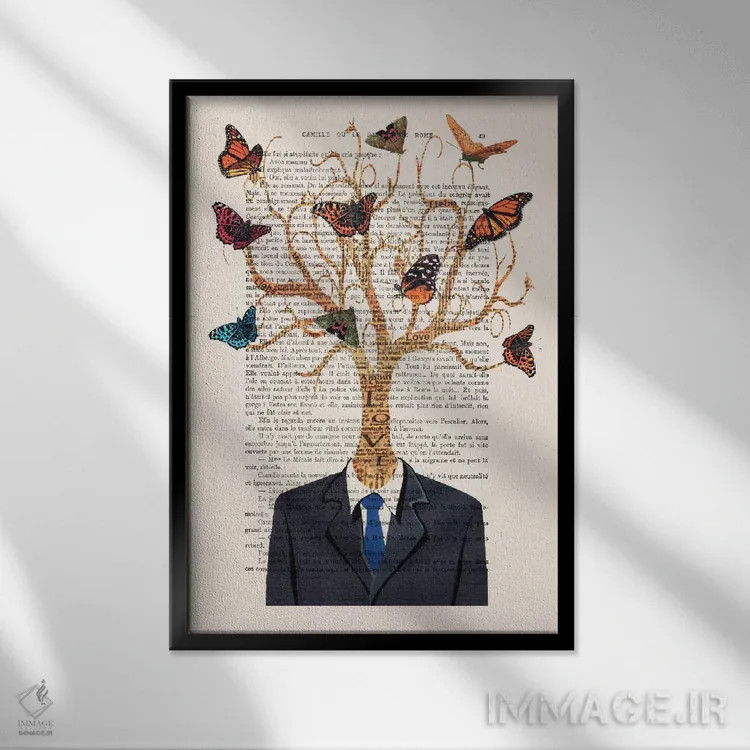 تابلو دکوراتیو مرد درختی اثر کوکو د پاریس - نمای قابدار مشکی
