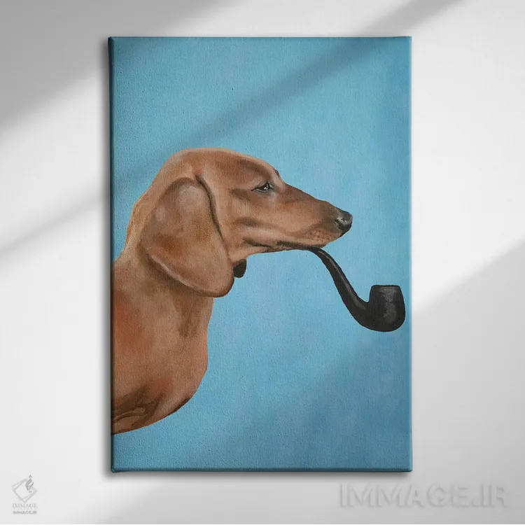 تابلو مدرن داشهاند در حال دود کردن پیپ اثر کوکو د پاریس - نمای روبهرو روی دیوار