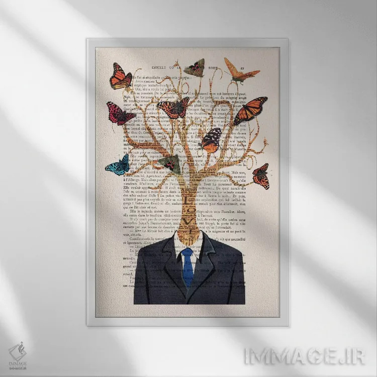 تابلو دکوراتیو مرد درختی اثر کوکو د پاریس - نمای قابدار سفید