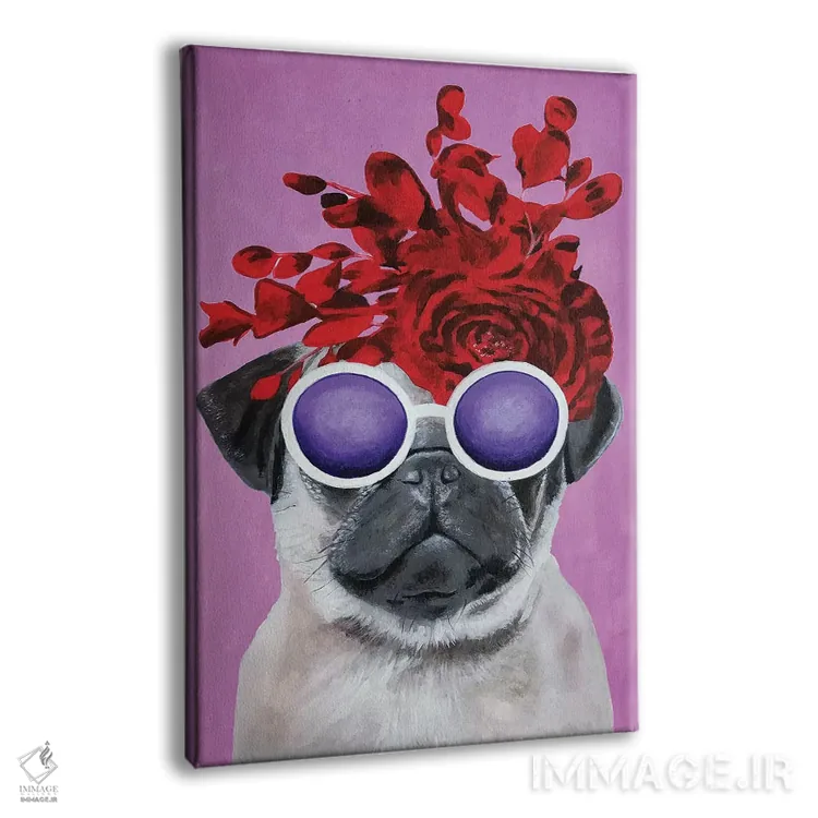 تابلو دکوراتیو پاگ شیک پوش صورتی اثر کوکو د پاریس - نمای پرسپکتیو محصول