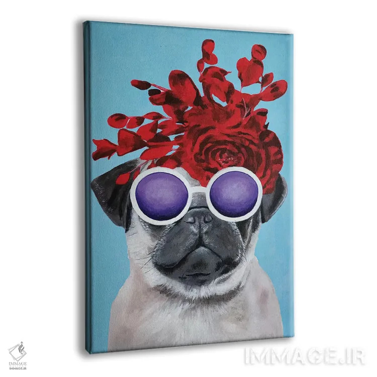 تابلو دکوراتیو پاگ شیک پوش آبی اثر کوکو د پاریس - نمای پرسپکتیو محصول