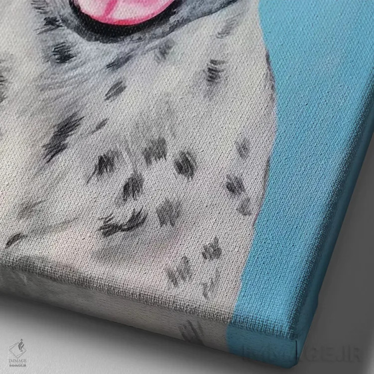 تابلو دکوراتیو بولداگ شیک پوش آبی اثر کوکو د پاریس - نمای نزدیک بافت بوم