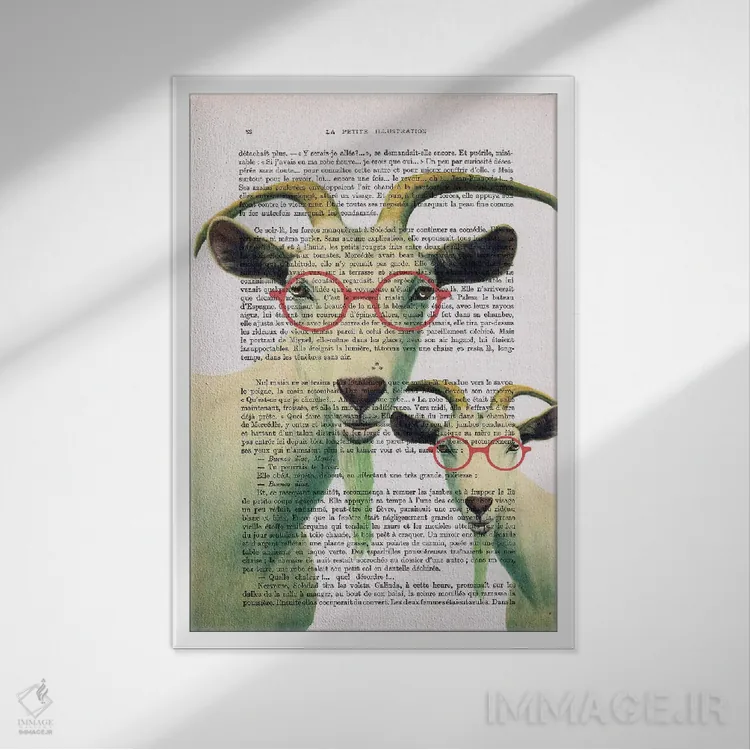 تابلو دکوراتیو بزهای باهوش اثر کوکو د پاریس - نمای قابدار سفید