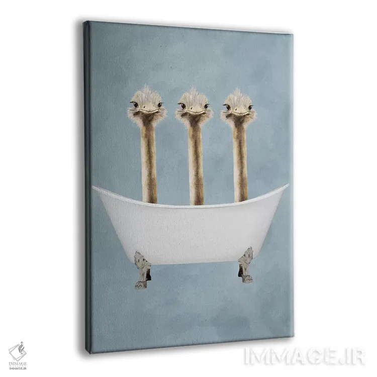 تابلو دکوراتیو شترمرغ ها در وان حمام اثر کوکو د پاریس - نمای پرسپکتیو محصول