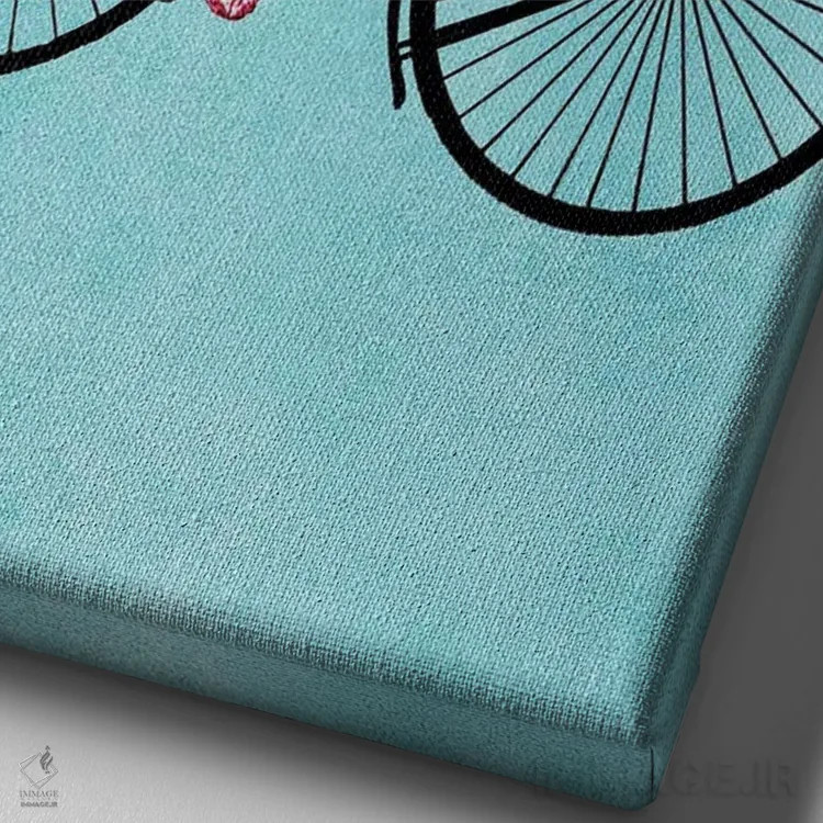 تابلو دکوراتیو اختاپوس روی دوچرخه اثر کوکو د پاریس - نمای نزدیک بافت بوم