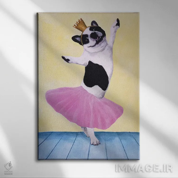 تابلو دکوراتیو بولداگ بالرین اثر کوکو د پاریس - نمای روبهرو روی دیوار