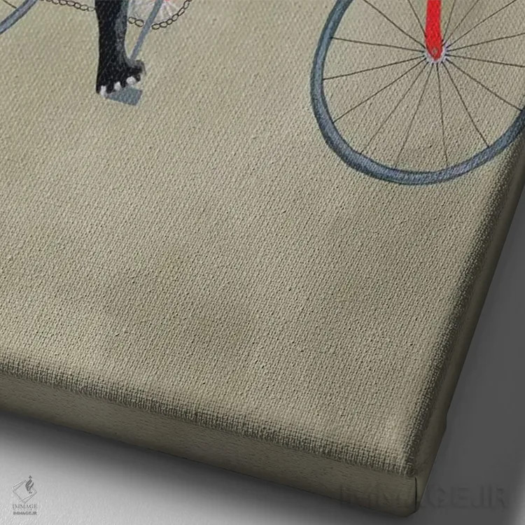 تابلو دکوراتیو لابرادور سیاه روی دوچرخه اثر کوکو د پاریس - نمای نزدیک بافت بوم