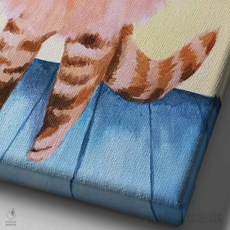 تابلو دکوراتیو گربه بالرین اثر کوکو د پاریس - نمای نزدیک بافت بوم