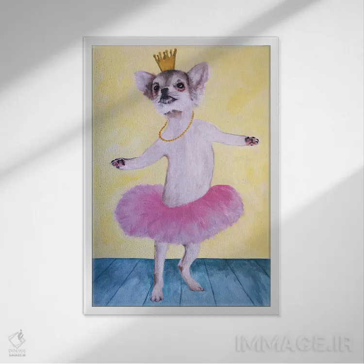 تابلو دکوراتیو چی واوا بالرین اثر کوکو د پاریس - نمای قابدار سفید