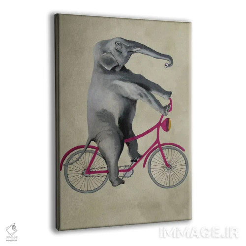 تابلو دکوراتیو فیل روی دوچرخه، بژ اثر کوکو د پاریس - نمای پرسپکتیو محصول