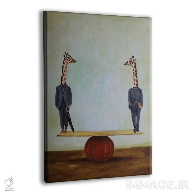 تابلو دکوراتیو زرافه ها در تعادل اثر کوکو د پاریس - نمای پرسپکتیو محصول