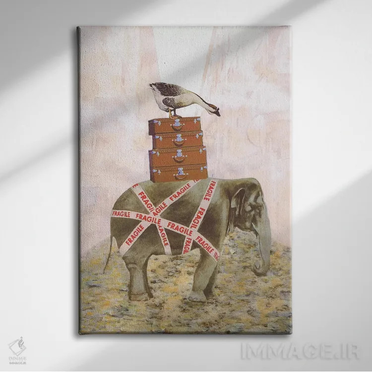 تابلو دکوراتیو فیل با غاز اثر کوکو د پاریس - نمای روبهرو روی دیوار