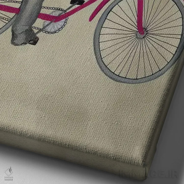 تابلو دکوراتیو فیل روی دوچرخه، بژ اثر کوکو د پاریس - نمای نزدیک بافت بوم