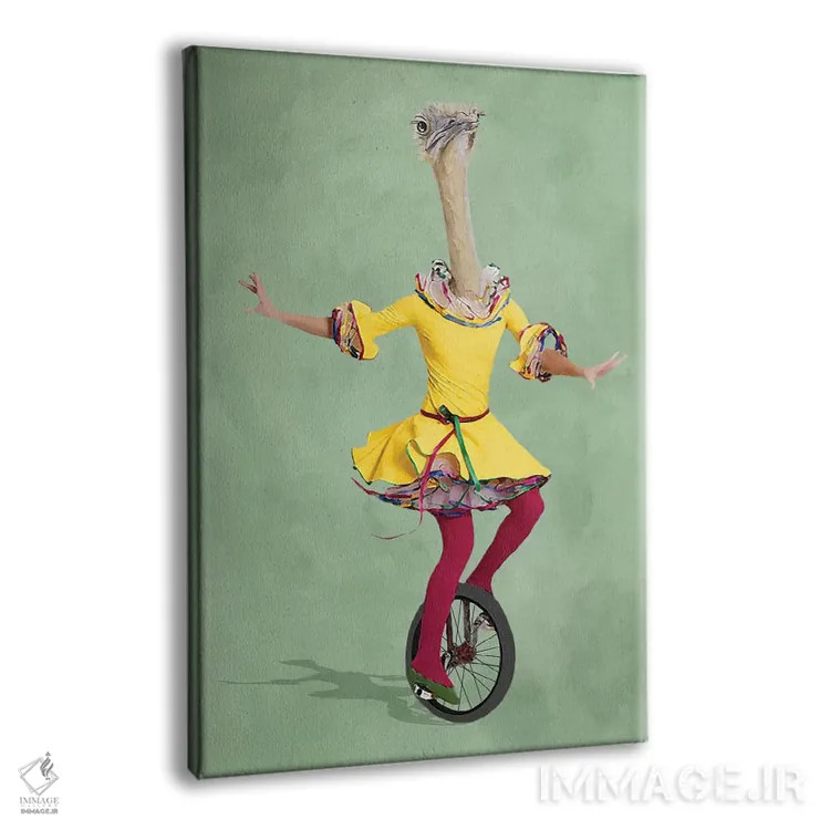 تابلو دکوراتیو شترمرغ با تک چرخه اثر کوکو د پاریس - نمای پرسپکتیو محصول