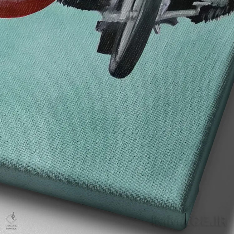 تابلو دکوراتیو پانداها روی موتورسیکلت اثر کوکو د پاریس - نمای نزدیک بافت بوم