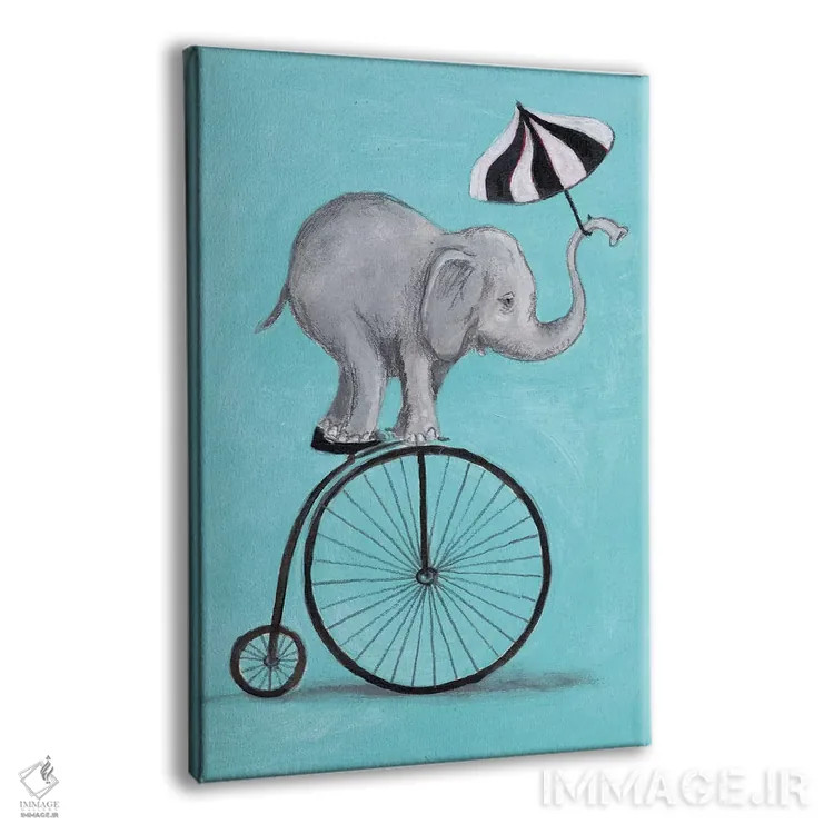 تابلو دکوراتیو فیل با چتر اثر کوکو د پاریس - نمای پرسپکتیو محصول