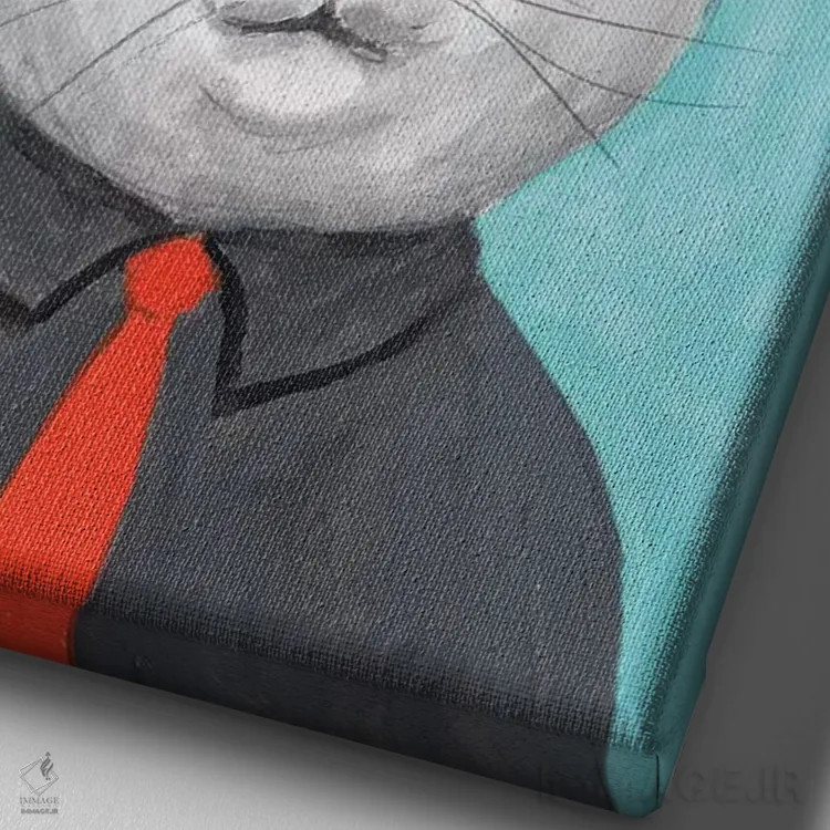 تابلو دکوراتیو گربه با کلاغ اثر کوکو د پاریس - نمای نزدیک بافت بوم