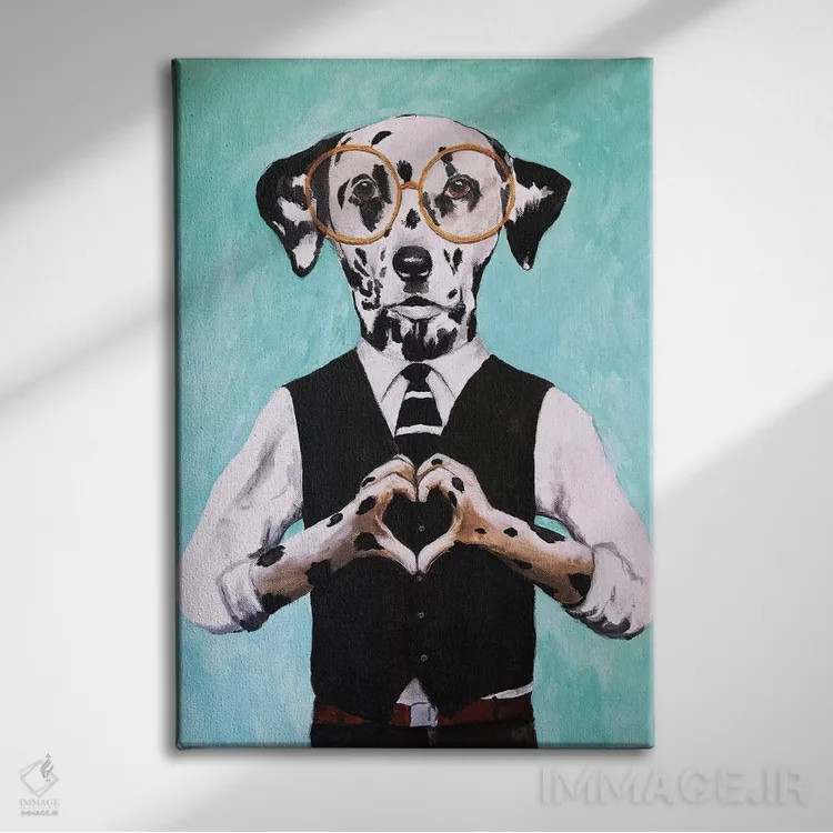 تابلو دکوراتیو دالماتین با علامت قلب اثر کوکو د پاریس - نمای روبهرو روی دیوار