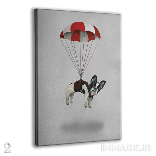 تابلو دکوراتیو بولداگ با چتر نجات اثر کوکو د پاریس - نمای پرسپکتیو محصول