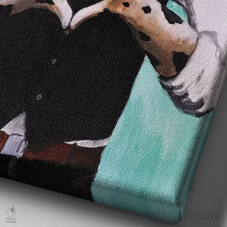 تابلو دکوراتیو دالماتین با علامت قلب اثر کوکو د پاریس - نمای نزدیک بافت بوم