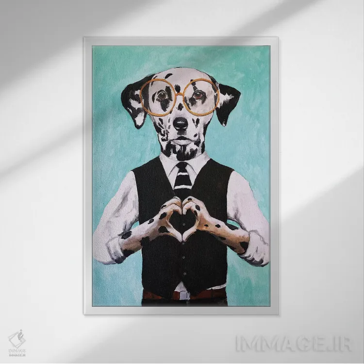 تابلو دکوراتیو دالماتین با علامت قلب اثر کوکو د پاریس - نمای قابدار سفید