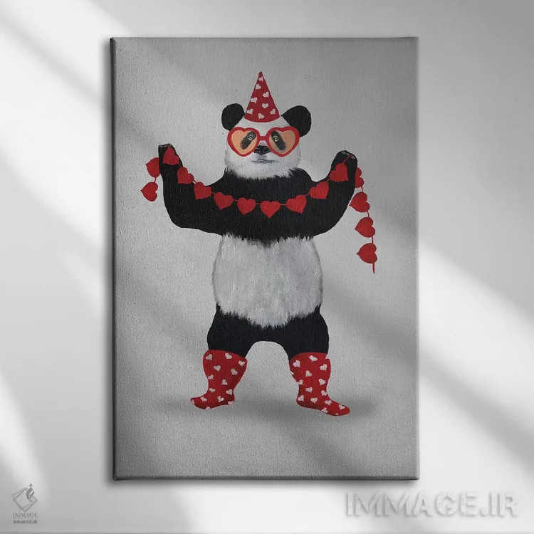 تابلو دکوراتیو مهمانی پانداها اثر کوکو د پاریس - نمای روبهرو روی دیوار