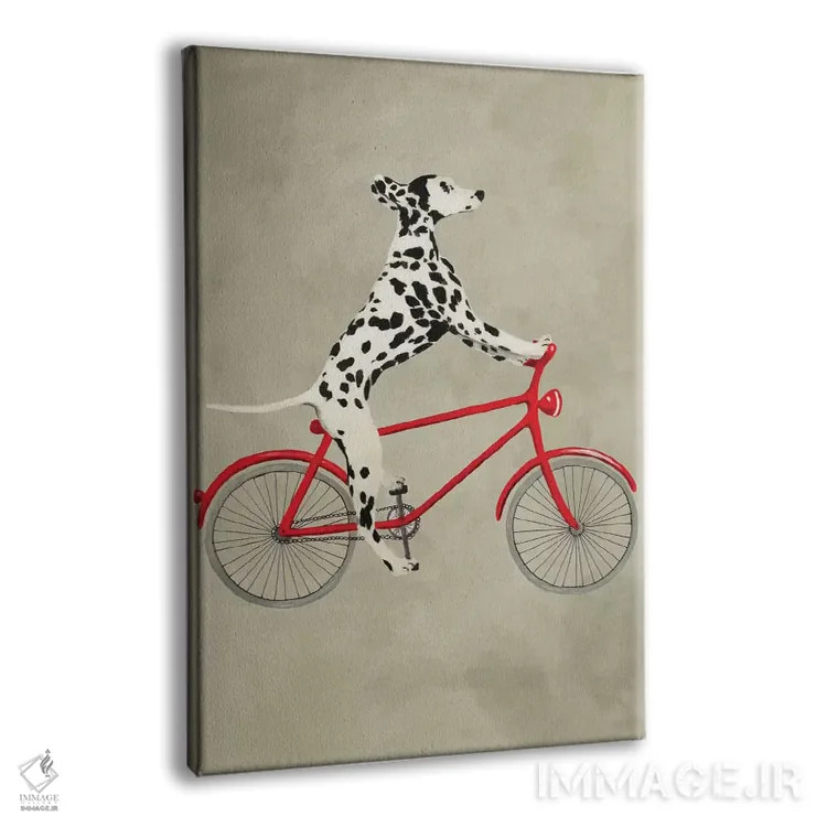 تابلو دکوراتیو دالماتین روی دوچرخه اثر کوکو د پاریس - نمای پرسپکتیو محصول