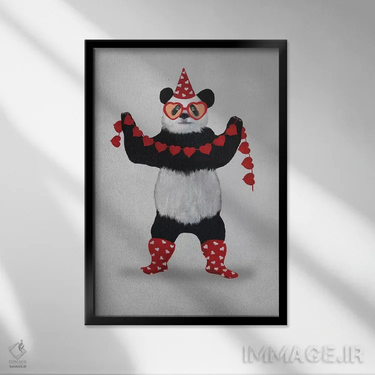 تابلو دکوراتیو مهمانی پانداها اثر کوکو د پاریس - نمای قابدار مشکی