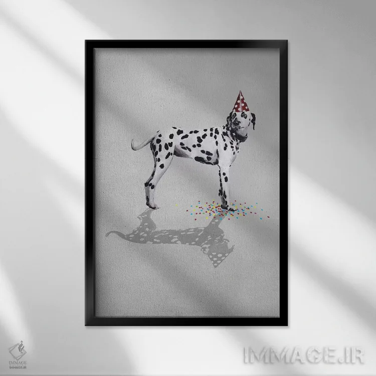 تابلو دکوراتیو مهمانی دالماتینی اثر کوکو د پاریس - نمای قابدار مشکی