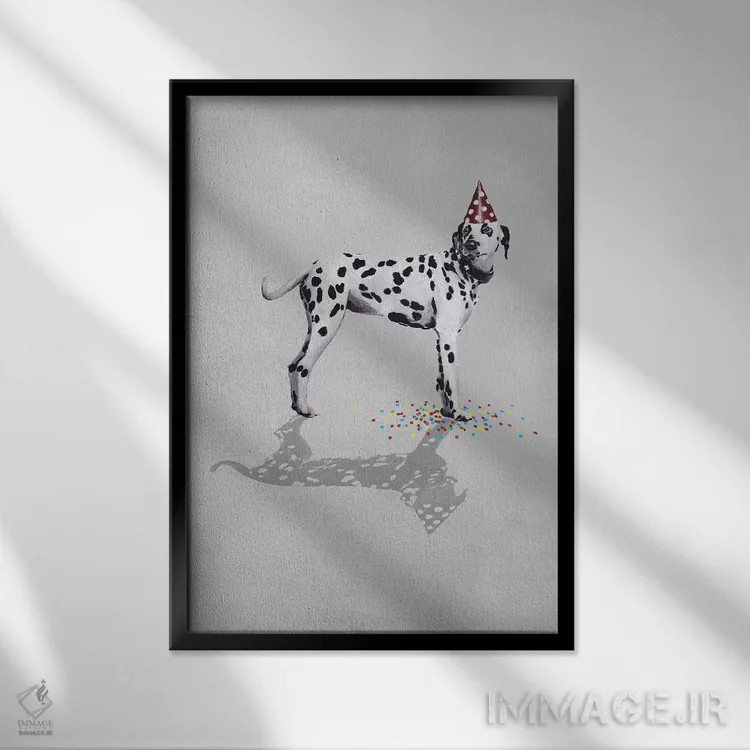 تابلو دکوراتیو مهمانی دالماتینی اثر کوکو د پاریس - نمای قابدار مشکی