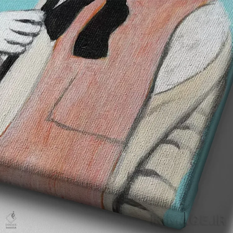 تابلو دکوراتیو پودل خوش پوش اثر کوکو د پاریس - نمای نزدیک بافت بوم