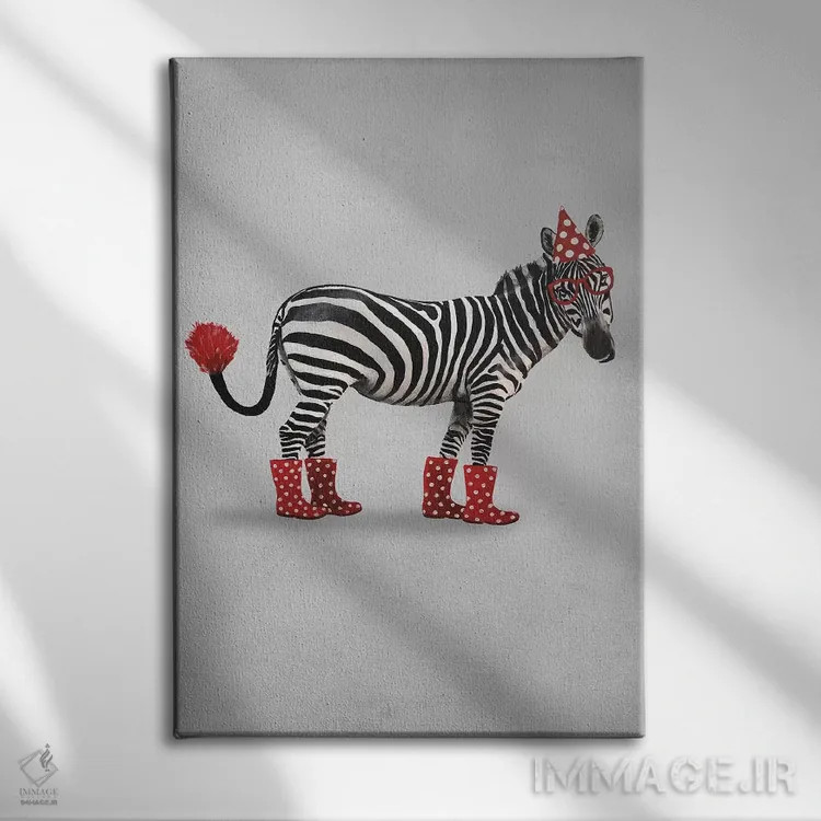 تابلو دکوراتیو مهمانی گورخرها اثر کوکو د پاریس - نمای روبهرو روی دیوار