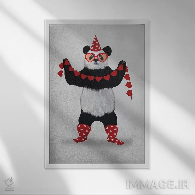 تابلو دکوراتیو مهمانی پانداها اثر کوکو د پاریس - نمای قابدار سفید