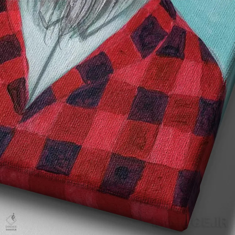 تابلو دکوراتیو سگ چوپان با موز اثر کوکو د پاریس - نمای نزدیک بافت بوم