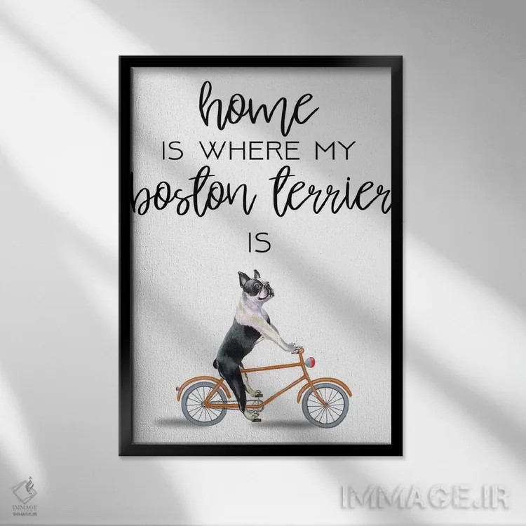 تابلو دکوراتیو بوستون تریر اثر کوکو د پاریس - نمای قابدار مشکی