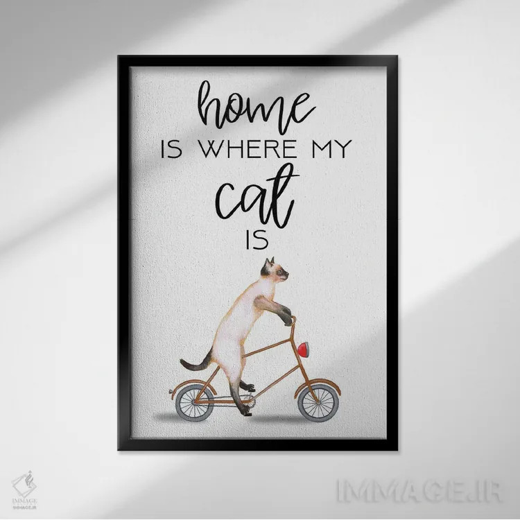 تابلو دکوراتیو گربه اثر کوکو د پاریس - نمای قابدار مشکی