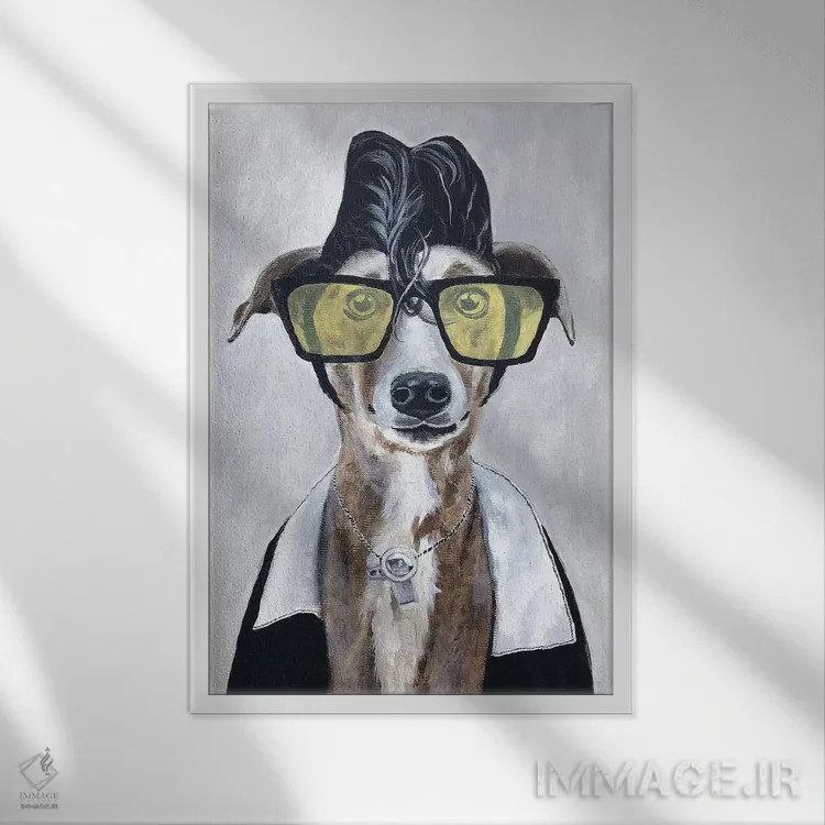 تابلو دکوراتیو گری هوند راک اثر کوکو د پاریس - نمای قابدار سفید