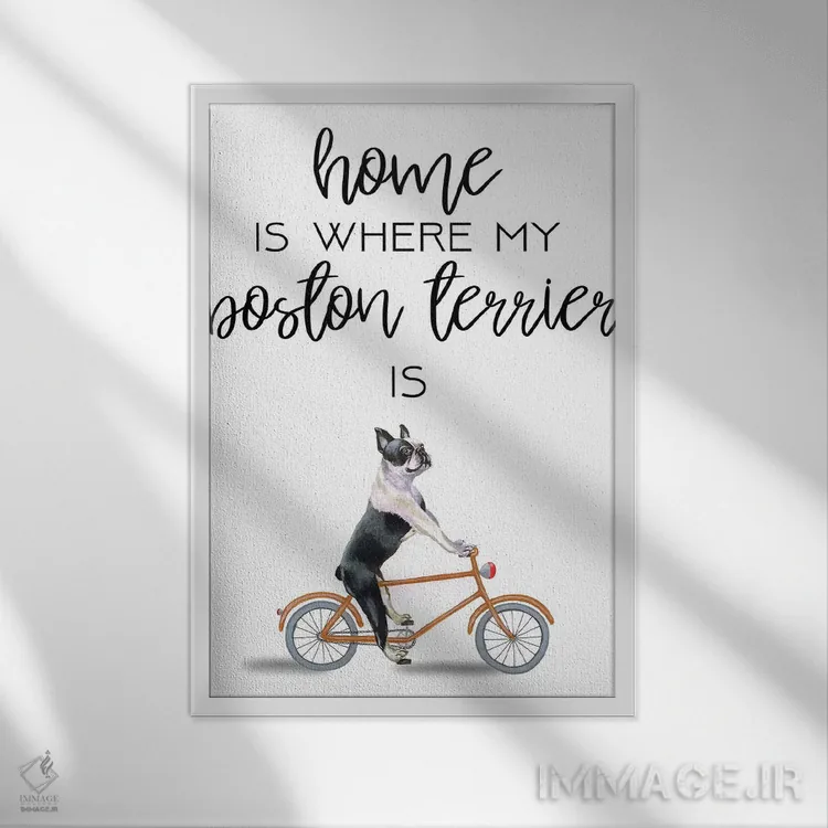 تابلو دکوراتیو بوستون تریر اثر کوکو د پاریس - نمای قابدار سفید