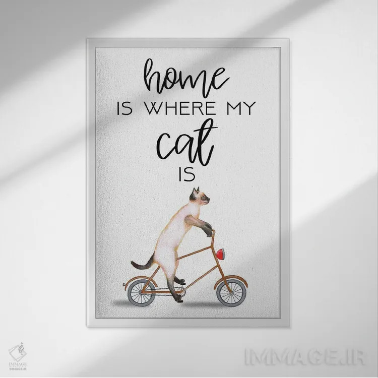 تابلو دکوراتیو گربه اثر کوکو د پاریس - نمای قابدار سفید