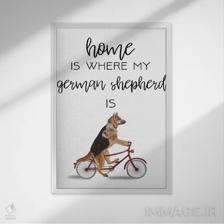 تابلو دکوراتیو ژرمن شپرد اثر کوکو د پاریس - نمای قابدار سفید