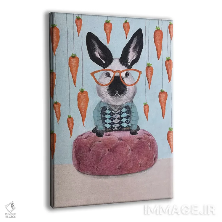تابلو دکوراتیو خرگوش با هویج ها اثر کوکو د پاریس - نمای پرسپکتیو محصول