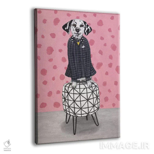 تابلو دکوراتیو دالماتین روی پوف اثر کوکو د پاریس - نمای پرسپکتیو محصول