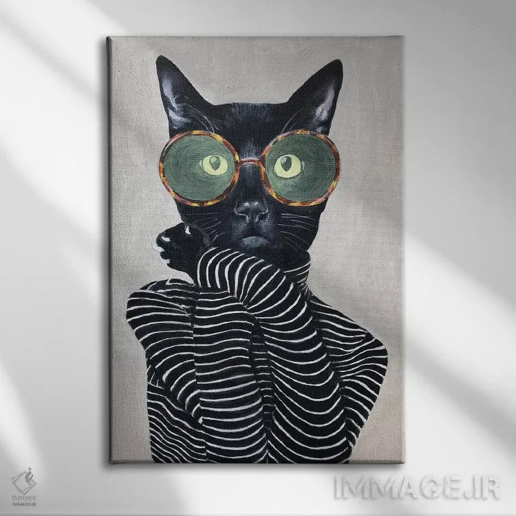 تابلو دکوراتیو مد گربه ۱ اثر کوکو د پاریس - نمای روبهرو روی دیوار